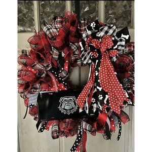 24”-26”Mesh Indoor Outdoor Georgia Bulldog‎  Decoration Wreath 204